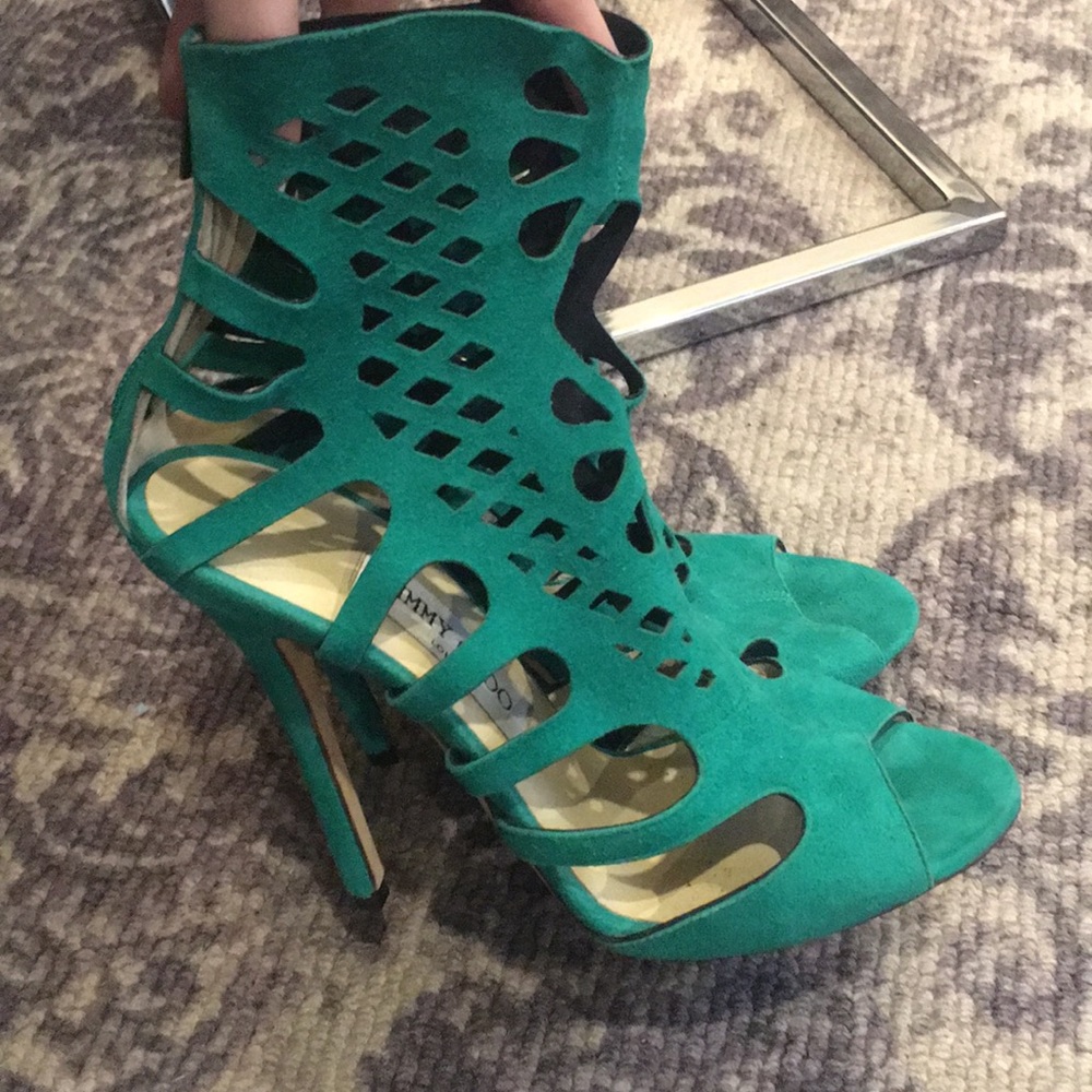 Emerald Jimmy Choo Suede Stilettos